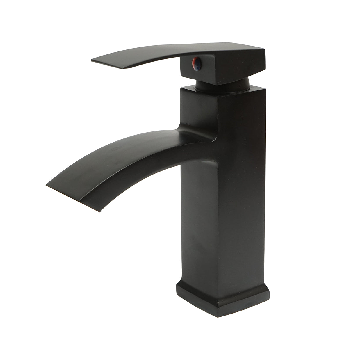 Cascade type sink faucet, single handle, matte black finish, zinc alloy material, accessories included